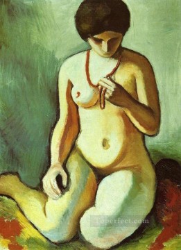Desnudo Painting - Collar Desnudo con Coral Aktmit Korallen kette Resumen
